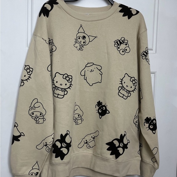Sanrio Hello Kitty And Friends Tan Neutral Sweatshirt Sweater Sz XL NEW - Picture 1 of 4
